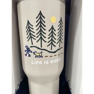 MOUNTAIN HIKING Life Is Good 40oz Nomad Steel Travel Tumbler w/ Handle & Straw